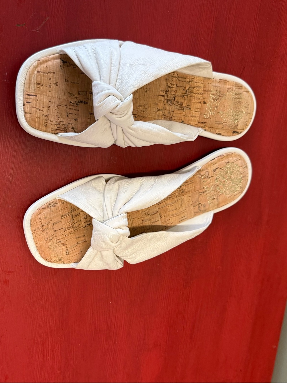Vince Camuto “Irini” Coconut Cream Napa Leather Sandals